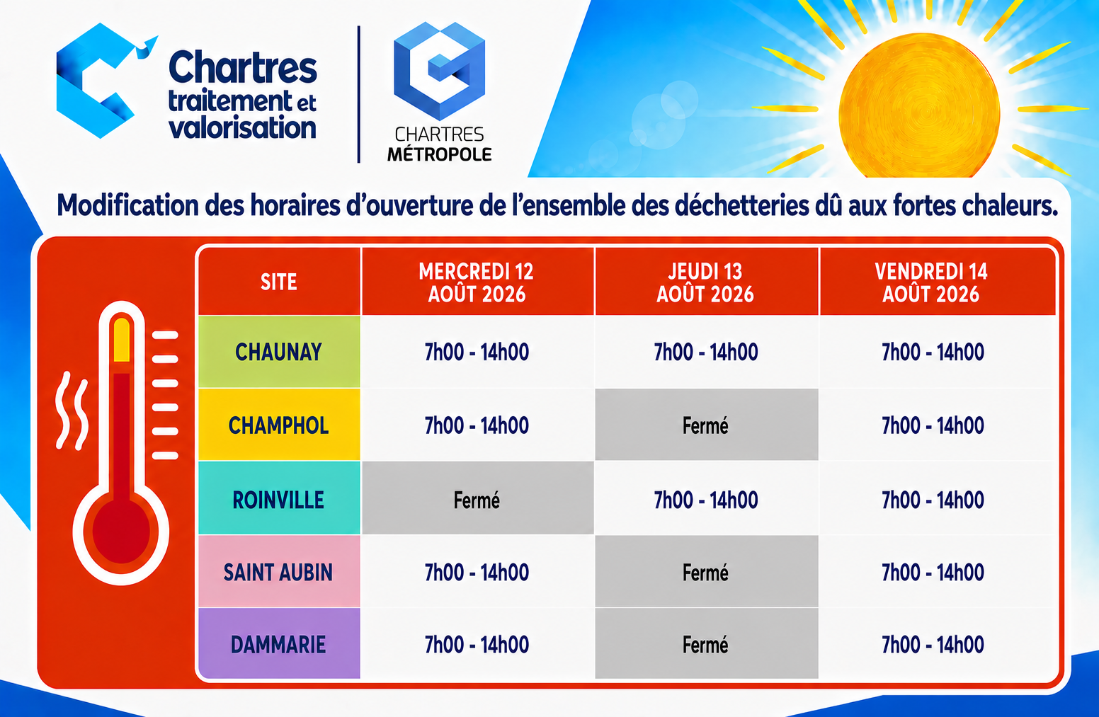 2026.08.10 Modification d’horaire forte chaleur